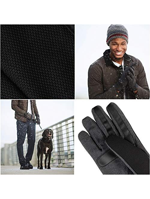 isotoner Men's Stretch Touchscreen Gloves with Water Repellent Technology, black, Medium