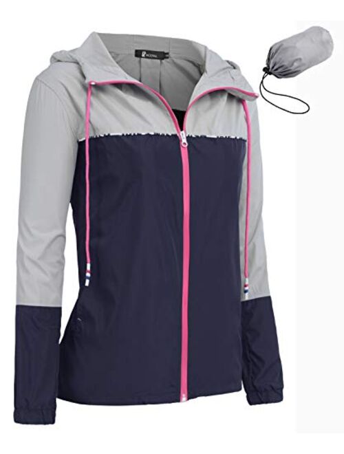 RAGEMALL Women's Waterproof Raincoats Packable Lightweight Windbreaker Active Outdoor Hooded Rain Jacket