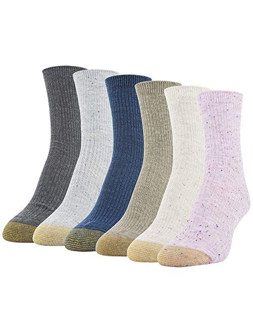 Gold Toe Women's Lola Ribbed Short Crew Socks, 6 Pairs