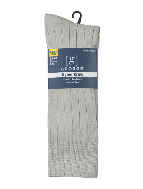 Buy George Men S 6 Pack Big Tall Nylon Rib Crew Socks Online Topofstyle