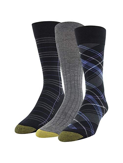 Gold Toe mens Bias and Box Plaid Crew Socks, 3 Pairs