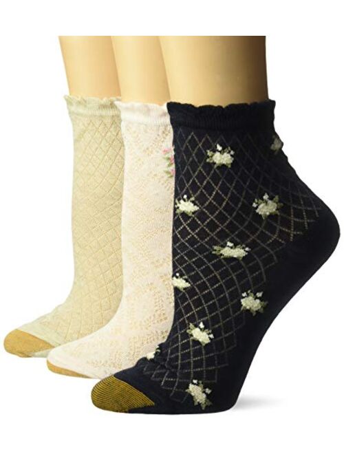 Gold Toe womens Spring Lace Bouquet Short Crew Socks, 3 Pairs