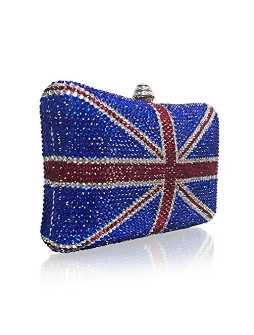 Marc Defang British Union Jack Crystal Handmade Couture Clutch