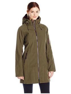ILSE JACOBSEN Women's Tall/Plus-Size Water-Resistant Two-Tone Rain Jacket