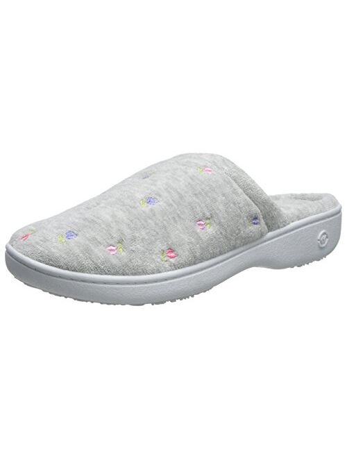 isotoner Women's Signature Terry Floral-Embroidered Slipper