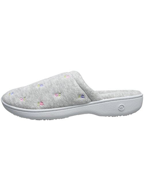 isotoner Women's Signature Terry Floral-Embroidered Slipper