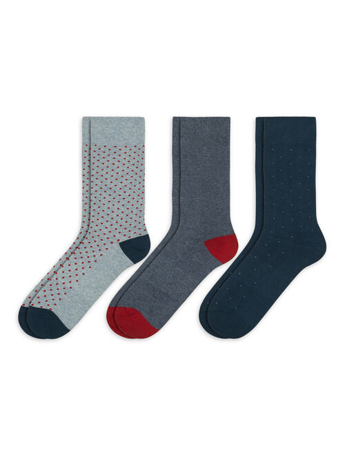 George Men's Combed Cotton Patterned Crew Socks ,3 Pack