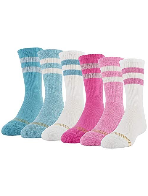 Gold Toe Girl's Emma's Sport Stripe Crew Socks, 6 Pairs