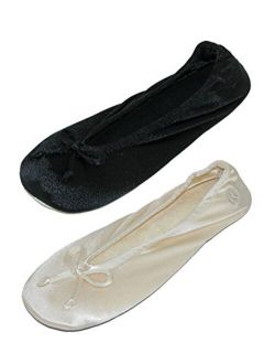 Women's Satin Classic Ballerina Slippers (Pack of 2)