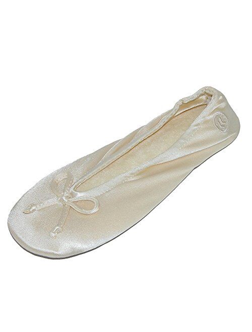isotoner Women's Satin Classic Ballerina Slippers (Pack of 2)