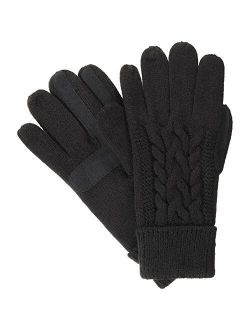 Women's Cable Knit Gloves with Touchscreen Palm Patches