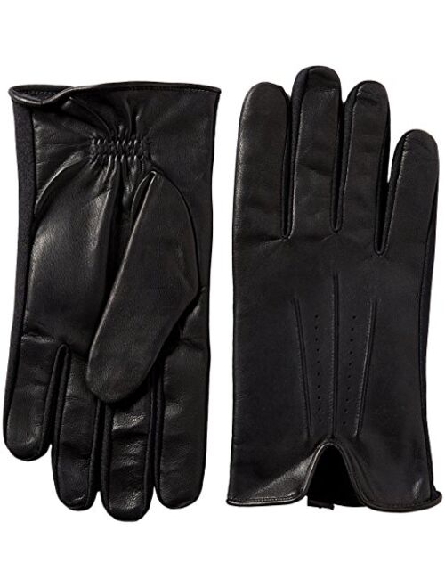 Isotoner Men's Smartouch Stretch Glove with Leather Palm, Black Large