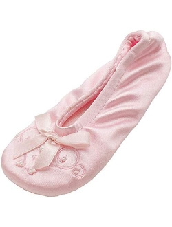 Girl's Satin Ballerina with Embroidered Pearl