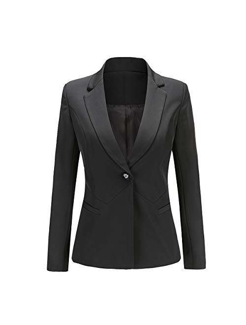 Women's 2 Piece Office Suit Set One Button Blazer Jacket and Suit Pants