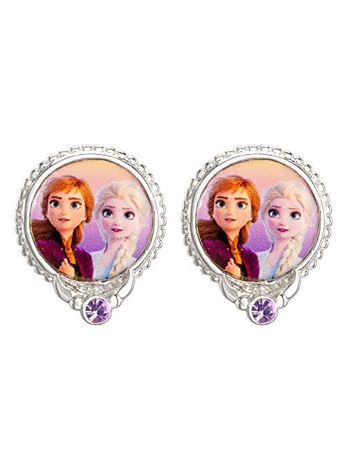 Disney Frozen 2 Sisters Elsa and Anna Fine Silver Plated Crystal Stud Earrings