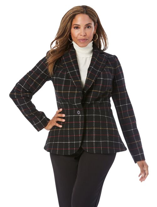 Jessica London Women's Plus Size Wool-Blend Peplum Blazer Jacket 