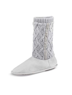 Women's Sweater Knit Tessa Tall Boot House Slipper with All Around Memory Foam Comfort
