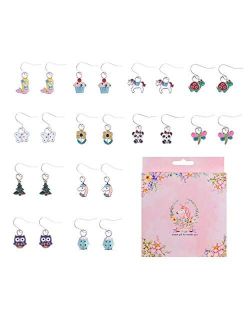 9/24/30/45 Pairs Cute Girls Stainless Steel Stud Earring Sets, Unicorn earrings for Kids, Colorful Multiple Stud Earrings