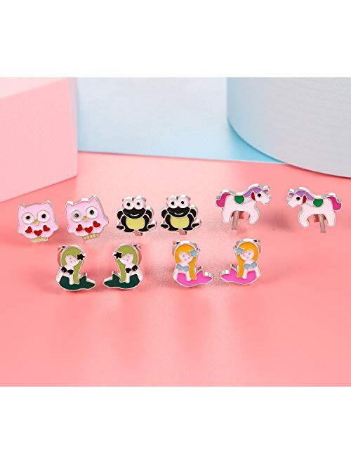 20 Pairs Kids Clip on Earrings for Girls - Cute Animal Clipon Earrings Pack for Little Girls - Colorful Flower Clip-on Earrings Set for Teens Girls