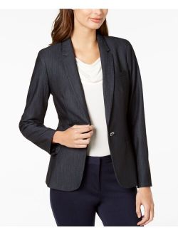 Women Solid Full Sleeves One-Button Blazer