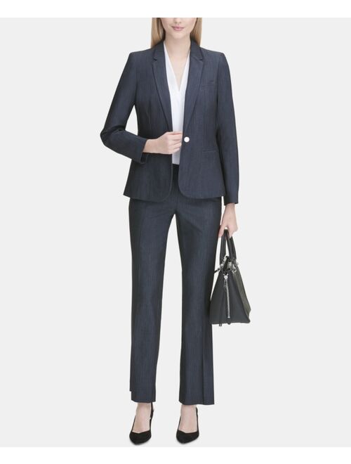 Calvin Klein Women Solid Full Sleeves One-Button Blazer