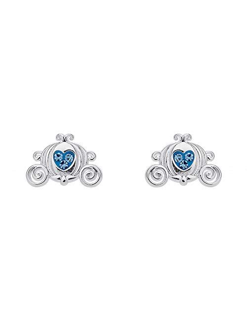Disney Princess Cinderella Jewelry, Royal Carriage Silver Plated Stud Earrings