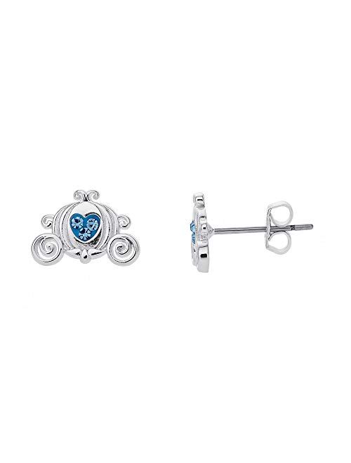 Disney Princess Cinderella Jewelry, Royal Carriage Silver Plated Stud Earrings