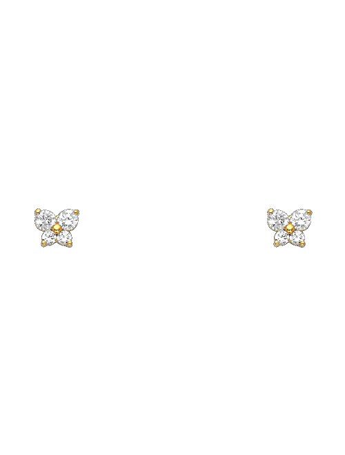 The World Jewelry Center 14k Yellow Gold Butterfly Stud Earrings with Screw Back- 12 Different Color Available