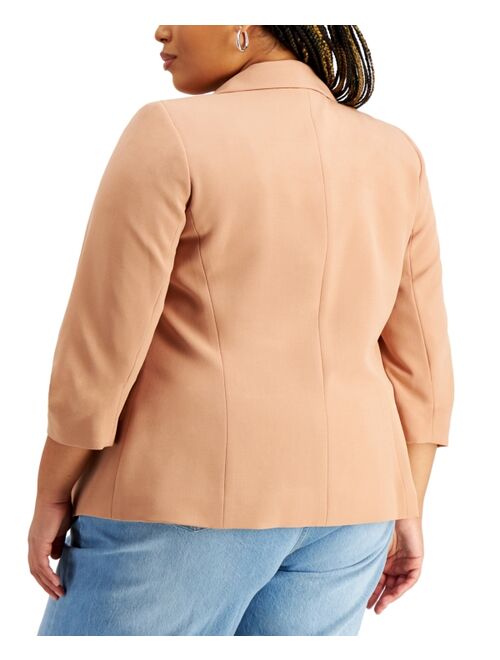 Bar III Trendy Plus Size Kiss-Front Blazer, Created for Macy's