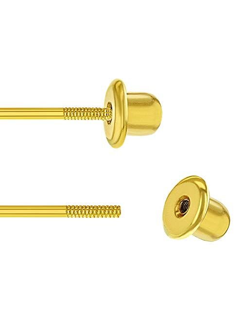 18k Gold Plated CZ Heart Bezel Screw Back Toddler Girls Kids Earrings 5mm