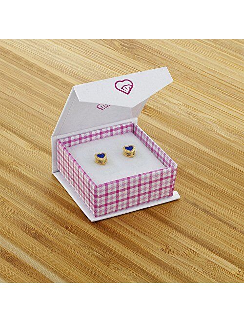 18k Gold Plated CZ Heart Bezel Screw Back Toddler Girls Kids Earrings 5mm