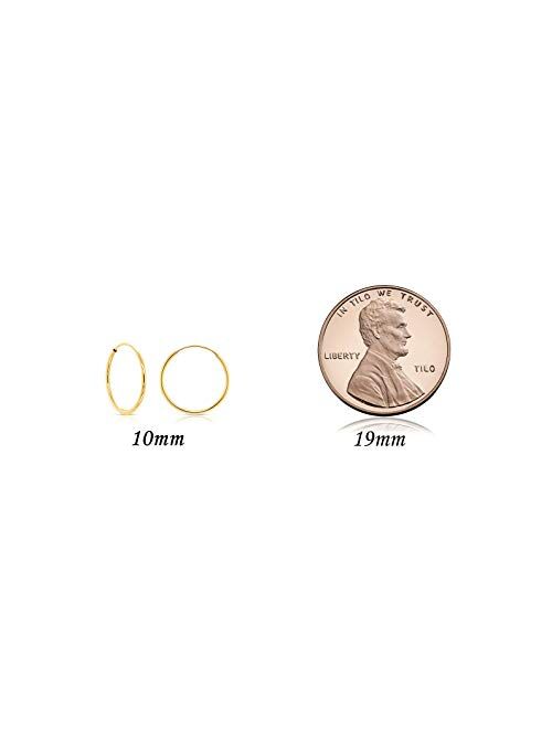 TILO JEWELRY 14k Yellow Gold Round Endless Hoop Earrings - 10-18mm