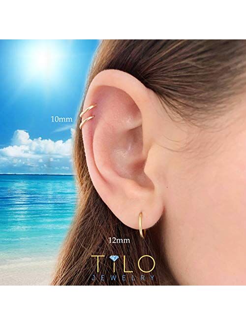 TILO JEWELRY 14k Yellow Gold Round Endless Hoop Earrings - 10-18mm