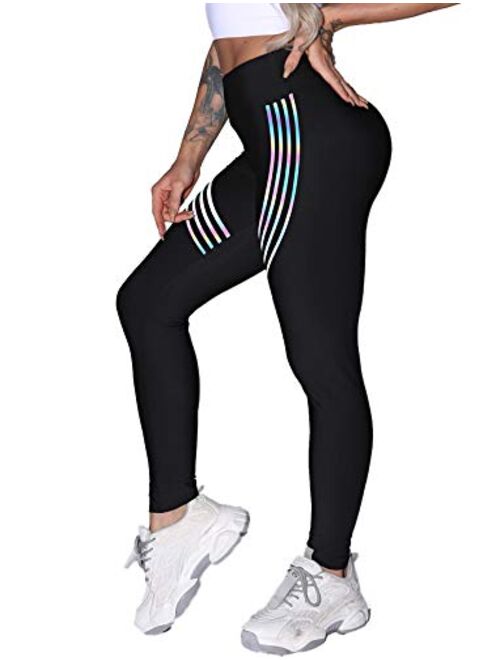 SEASUM Women High Waist Yoga Pants 3D Printed Pattern Leggings Tummy Control Sports Workout Tights