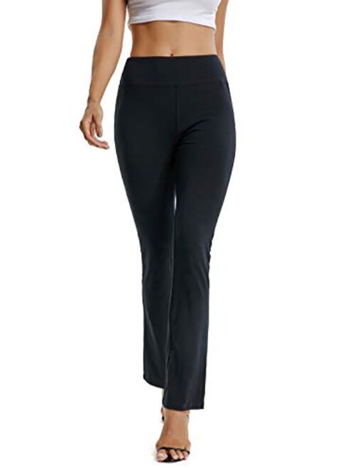 SEASUM Bootcut Yoga Pants for Women Stretch High Waist Workout Bootleg Pants Tummy Control, Long Flare Pants Trousers
