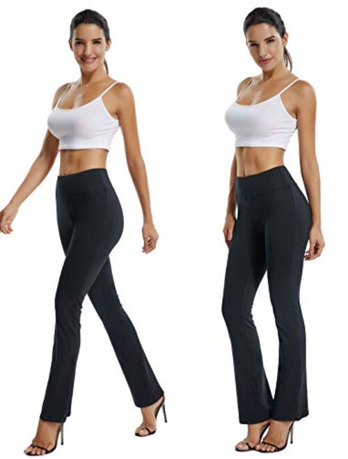 SEASUM Bootcut Yoga Pants for Women Stretch High Waist Workout Bootleg Pants Tummy Control, Long Flare Pants Trousers