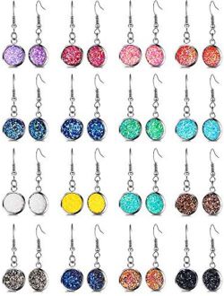 9 Pairs Faux Druzy Drop Earrings Stainless Steel Dangle Earrings Rainbow Crystal Earrings