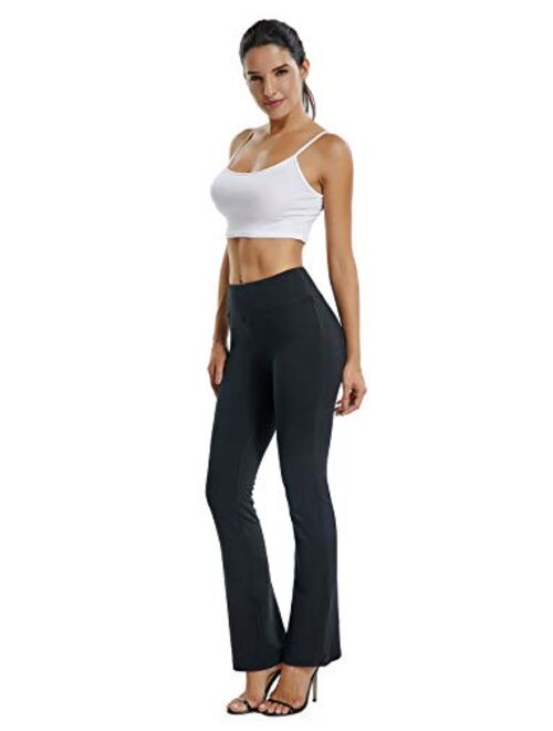 SEASUM Women's Boot-Cut Yoga Pants Bootleg Casual Workout Pants Stretch Comfy Soft High Waist Tummy Control