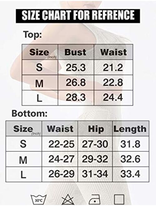SEASUM Workout Outfit for Women Seamless 2 Piece Yoga Gym High Waist Leggings with Sport Bra Sets