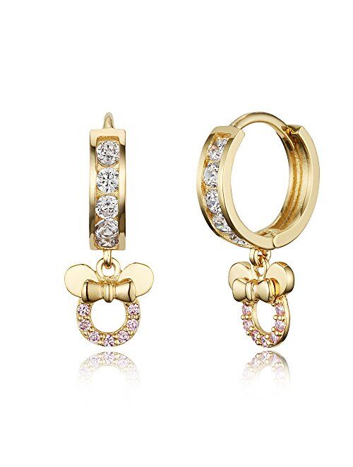 Lovearing 14k Gold Plated Brass Mouse Channel Cz Huggy Baby Girls Hoop Earrings