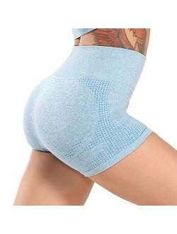 Women's Seamless Yoga Shorts High Waist Tummy Control Workout Yoga Gym Shorts Compression Hot Pants