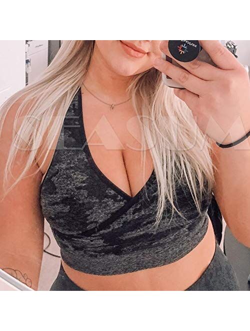 SEASUM Women's Seamless Yoga Shorts High Waist Tummy Control Workout Yoga Gym Shorts Compression Hot Pants