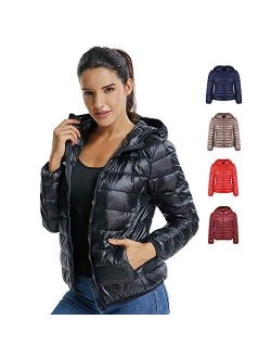 Women's Hooded Packable Ultra Light Weight Short Down Jacket Parka Insulated Coat