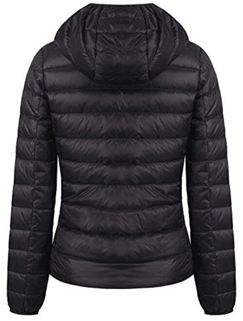 SEASUM Women's Hooded Packable Ultra Light Weight Short Down Jacket Parka Insulated Coat