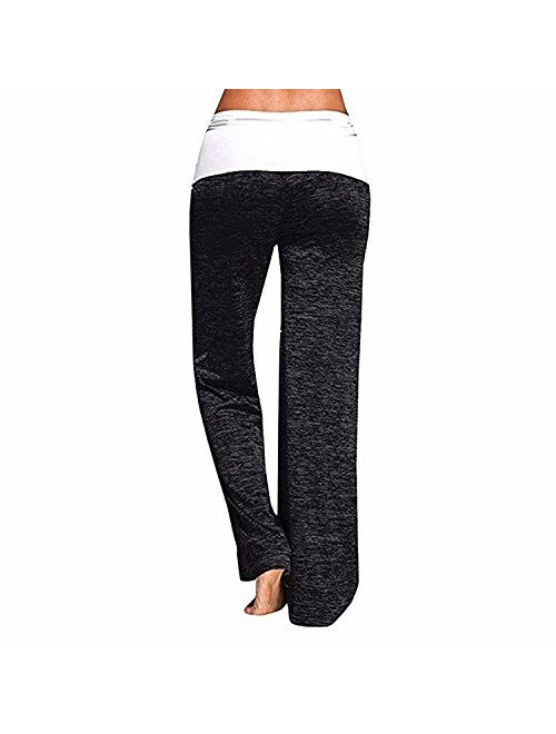 SEASUM Women's Loose Casual Pajama Pants Palazzo Lounge Pants Wide Leg PJ Bottoms Drawstring
