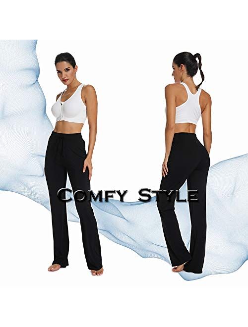 SEASUM Women's Comfy Casual Pajama Pants Lounge Yoga Pants Women Wide Leg Palazzo Pant