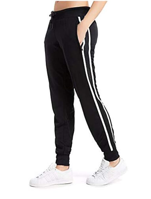 Seasum Women's Cuffed Jogger Pants Drawstring Side Stripe Active Workout Yoga Sweatpants Legging with Pockets