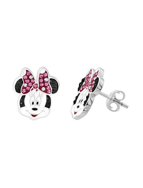 Disney Minnie Mouse Crystal Bow Sterling Silver Stud Earrings
