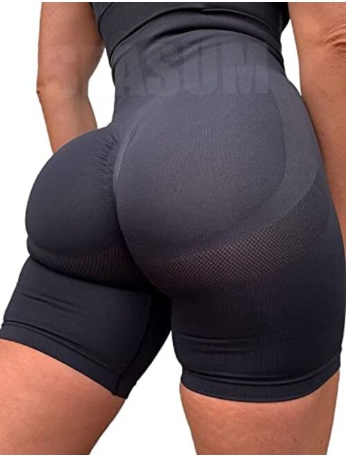 SEASUM Womens Seamless Workout Shorts High Waist Cycling Yoga Shorts Tummy Control Fitness Running Compression Short