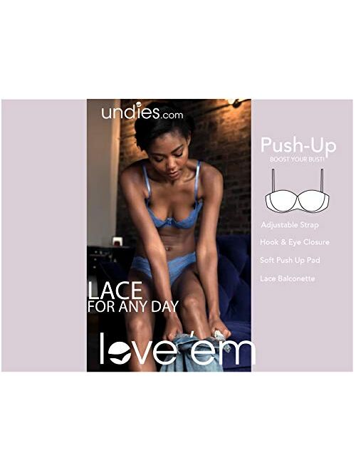 Undies.com Women's Geometric Lace Blushing Balconette Push Up Bra